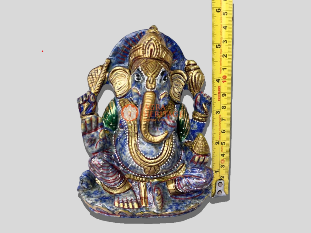 Handpainted Lapis Ganesha Idol Murti for Home